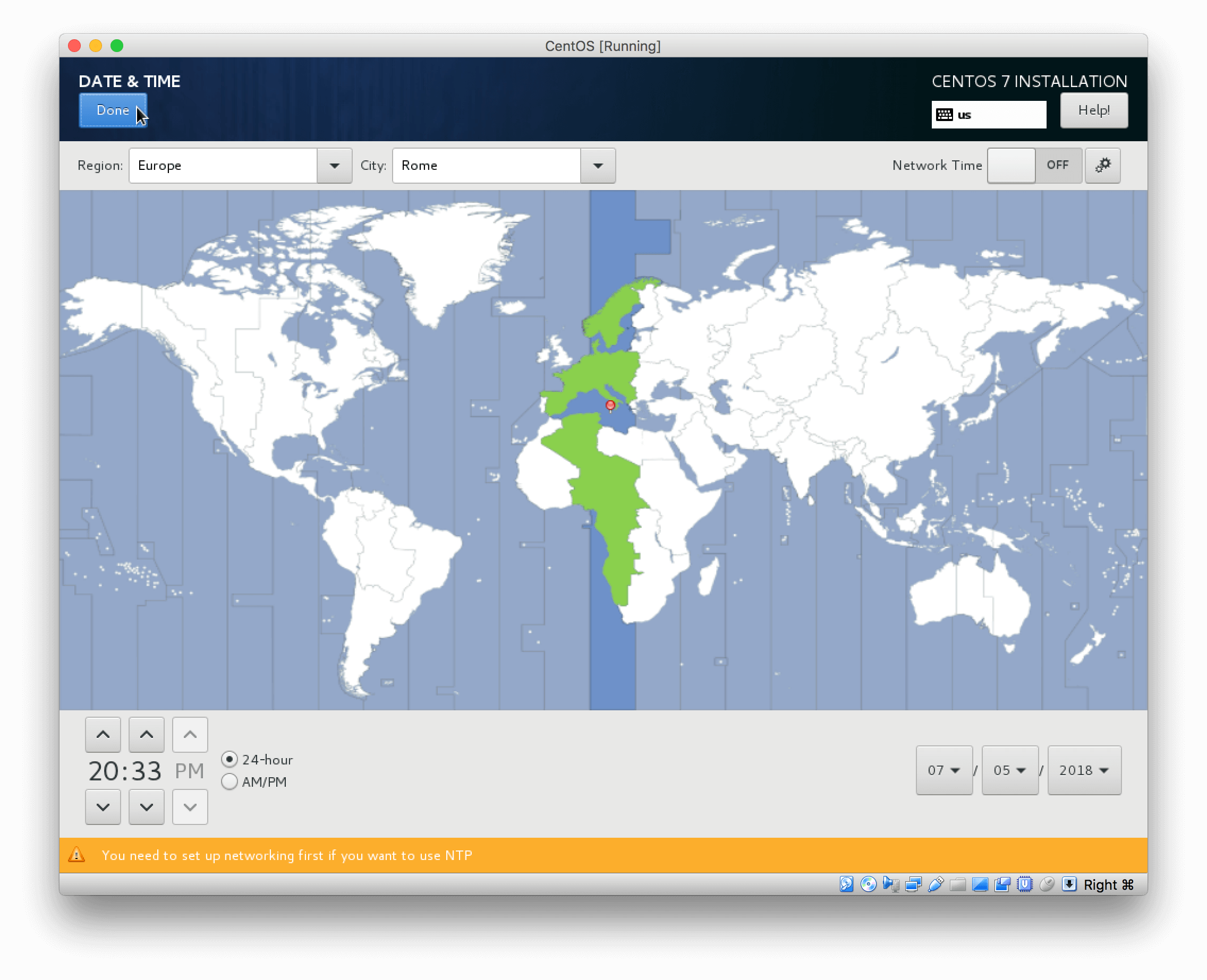 Install CentOS 7 - Set time zone