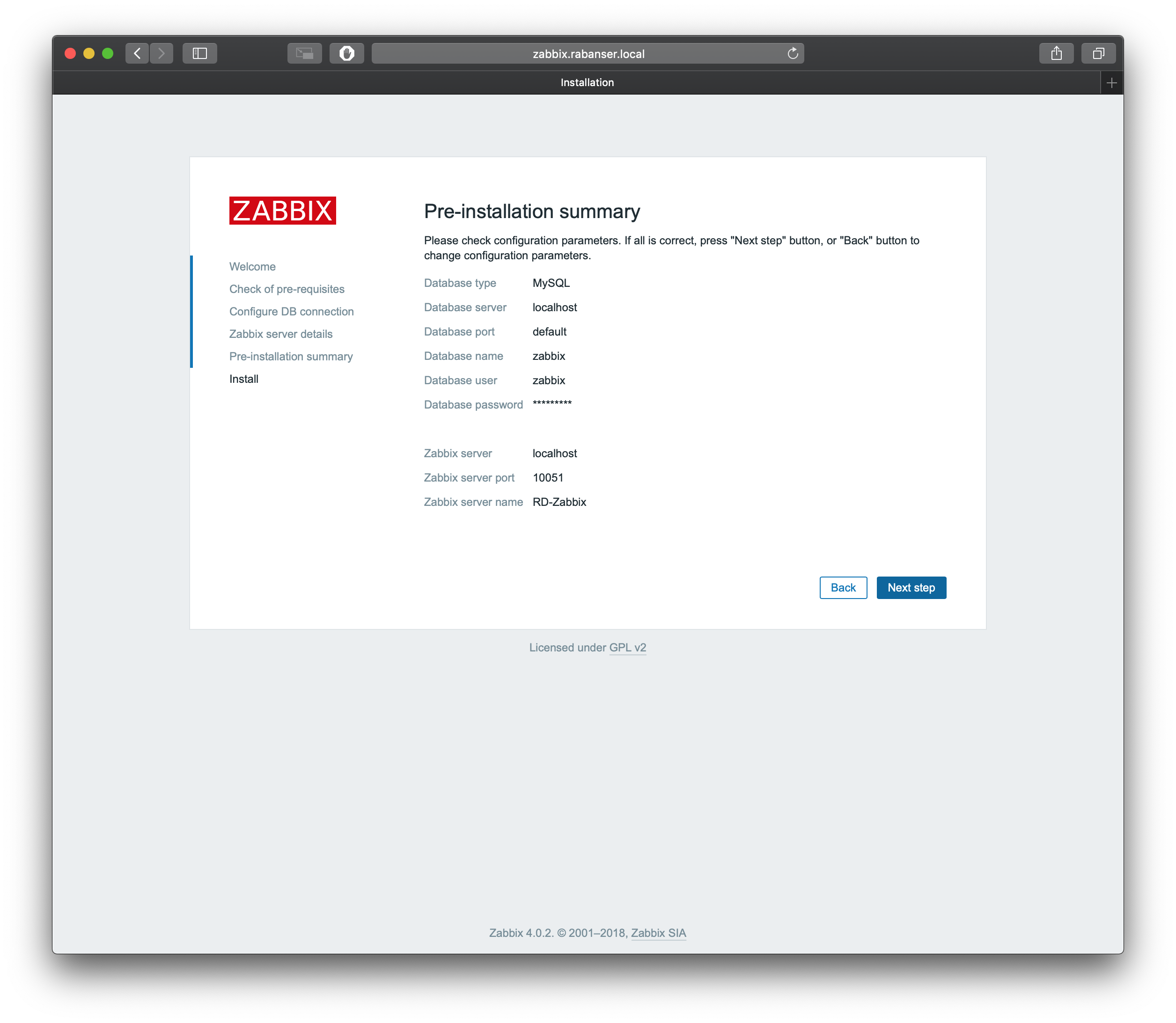 Install Zabbix - Summary